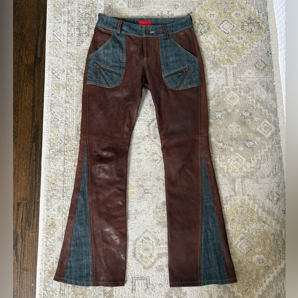 Elements By Vakko Leather and Denim Pants - Picture 4 of 15